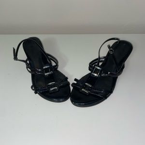 Women’s Size 8.5 Black Strappy Wedge Sandals